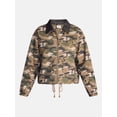 thumbnail image 6 of No Boundaries Cotton Twill Barn Jacket with Faux Leather Collar, Women's XXS-4X, 6 of 6