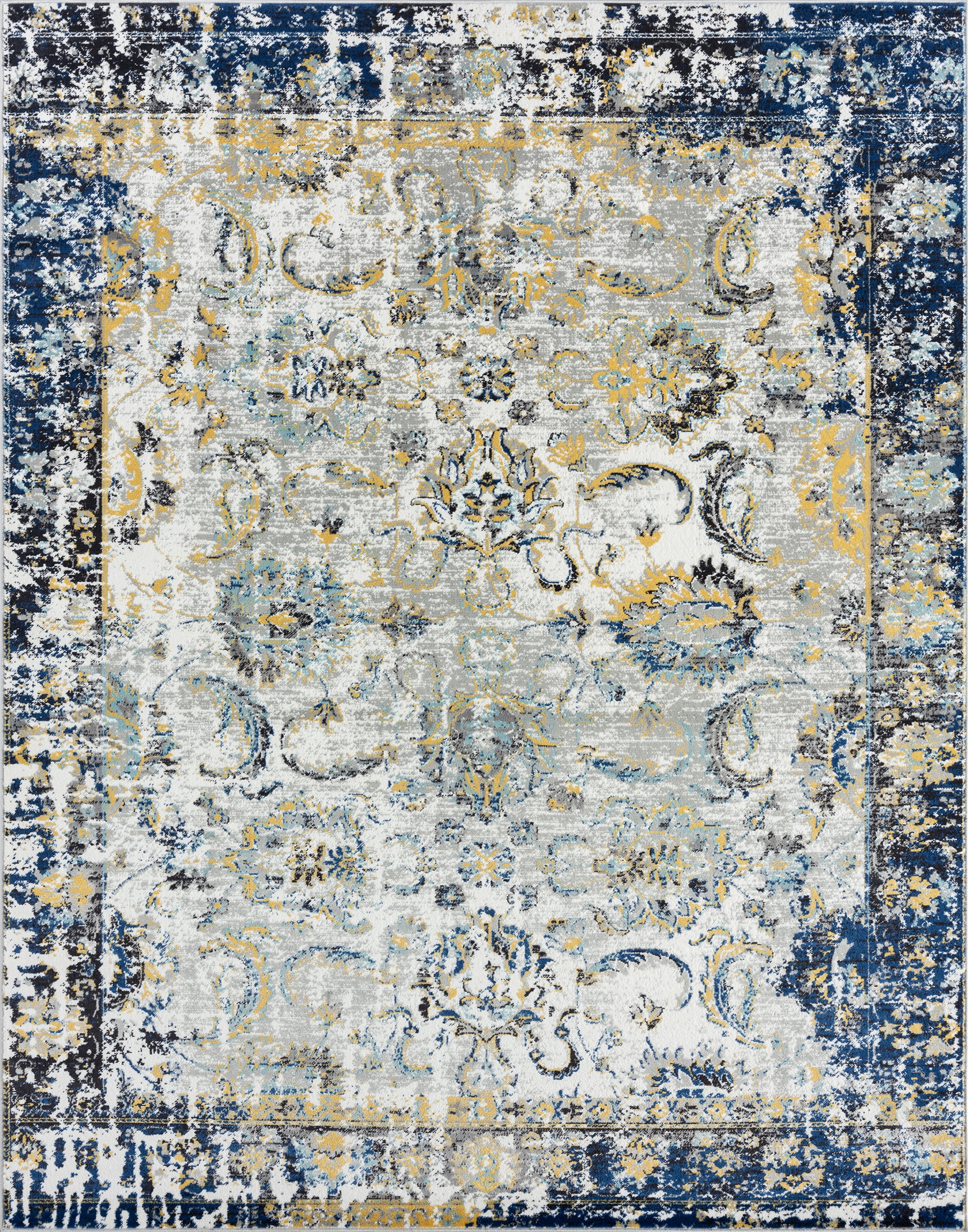 Traditional 5x8 Area Rug (5'3'' x 7'3'') Oriental Ivory, Blue Living Room Easy to Clean
