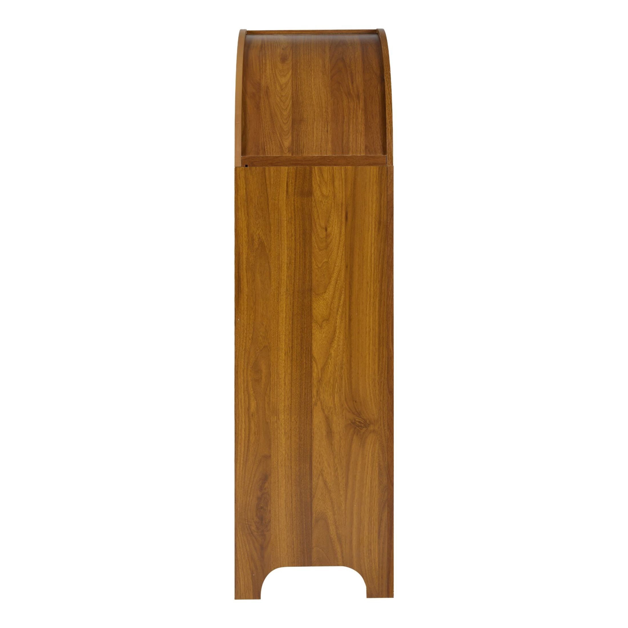Noble House 4-Tier Arched Top Display Cabinet, Freestanding Accent Display Rack, Walnut