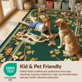 thumbnail image 4 of Design&I 6'x9' Washable Area Rug Oversized Skid-Resistant Moody Rustic Botanical Vintage Floral Vine With Symmetrical Bird Emblem for Living Room, Family Indoor, 4 of 7