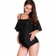 thumbnail image 1 of Women's Off-Shoulder Maternity Swimsuit Ruffle Solid Color One-Piece Monokini Swimsuit,4XL, 1 of 5