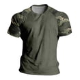 thumbnail image 5 of Mens T-shirts Short Sleeve Crewneck T Shirt with Camo Raglan Sleeves Casual Summer Lightweight Tees for Men Army Green L, 5 of 5