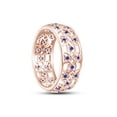 thumbnail image 4 of AFFY Round Simulated Blue Sapphire Hollowing Flower Ring for Women 14K Rose Gold over Silver-8.5, 4 of 5
