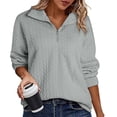 thumbnail image 2 of cfhntfmh Chandail en Molleton pour Femmes Manches Longues Décontracté Capuche Zip Tunique Texturée Hauts Mode Automne 2024, 2 of 7