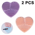 thumbnail image 1 of 2pcs Makeup Brush Cleaning Mat Silicone Cosmetic Brush Cleaning Tool Silicone Makeup Brush Cleaner Practical Makeup Brush Accessories for Cleaning Different Your Makeup Brushes, 1 of 9