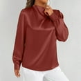 thumbnail image 6 of Chbgutlmr Long Sleeve Shirts for Women Ruched Business Casual Work Tops Solid Color Fall Trendy Blouses, 6 of 7