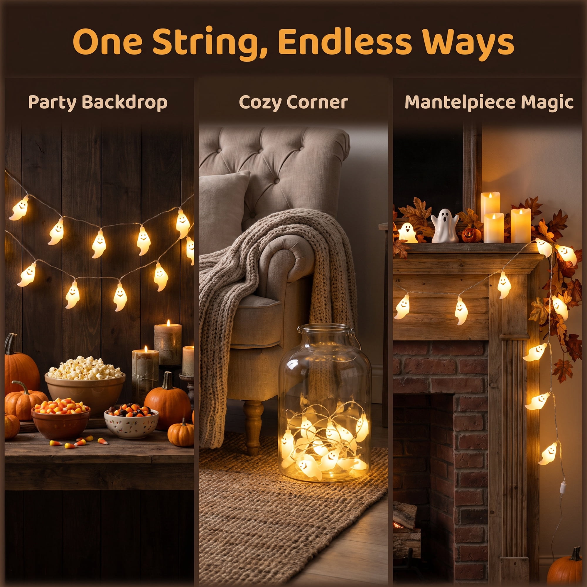 Unique Bargains Halloween Jack-O'-Lantern Fairy Twinkle Lights 9.8 ft Ghost USB Powered