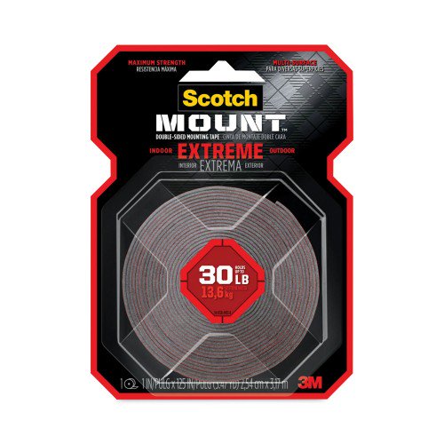 New Scotch Extreme Mounting Tape, 1" x 60", Black,Each