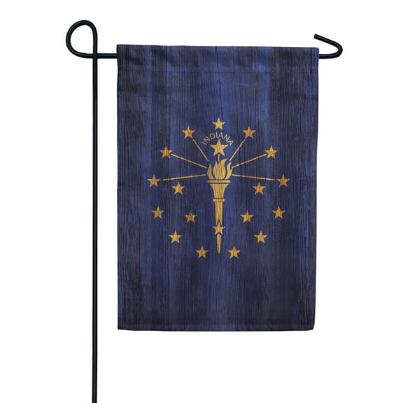 America Forever Indiana State Flag 12.5 x 18 Inch Double Sided Outdoor Yard Decorative USA Vintage Wood State of Indiana Garden Flag, Made in the USA