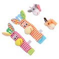 thumbnail image 4 of Sonajeros para bebé, 4 Uds., sonajeros para muñeca para bebé, sonajeros para muñeca y buscadores de pies, conjunto de calcetines para pulsera para recién nacidos, uso práctico, 4 of 12