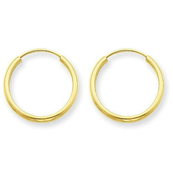 Primal Gold 14 Karat Yellow Gold 1.5mm Round Endless Hoop Earrings