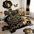 thumbnail image 3 of Manfei Black Gold Rose Bedding Twin Comforter Set for Women, Golden Leaves Down Comforter, Princess Pearl Bedding Sets Twin with Comforter, Lightweight Bedroom Decor, 2 Pieces Reversible, 3 of 7