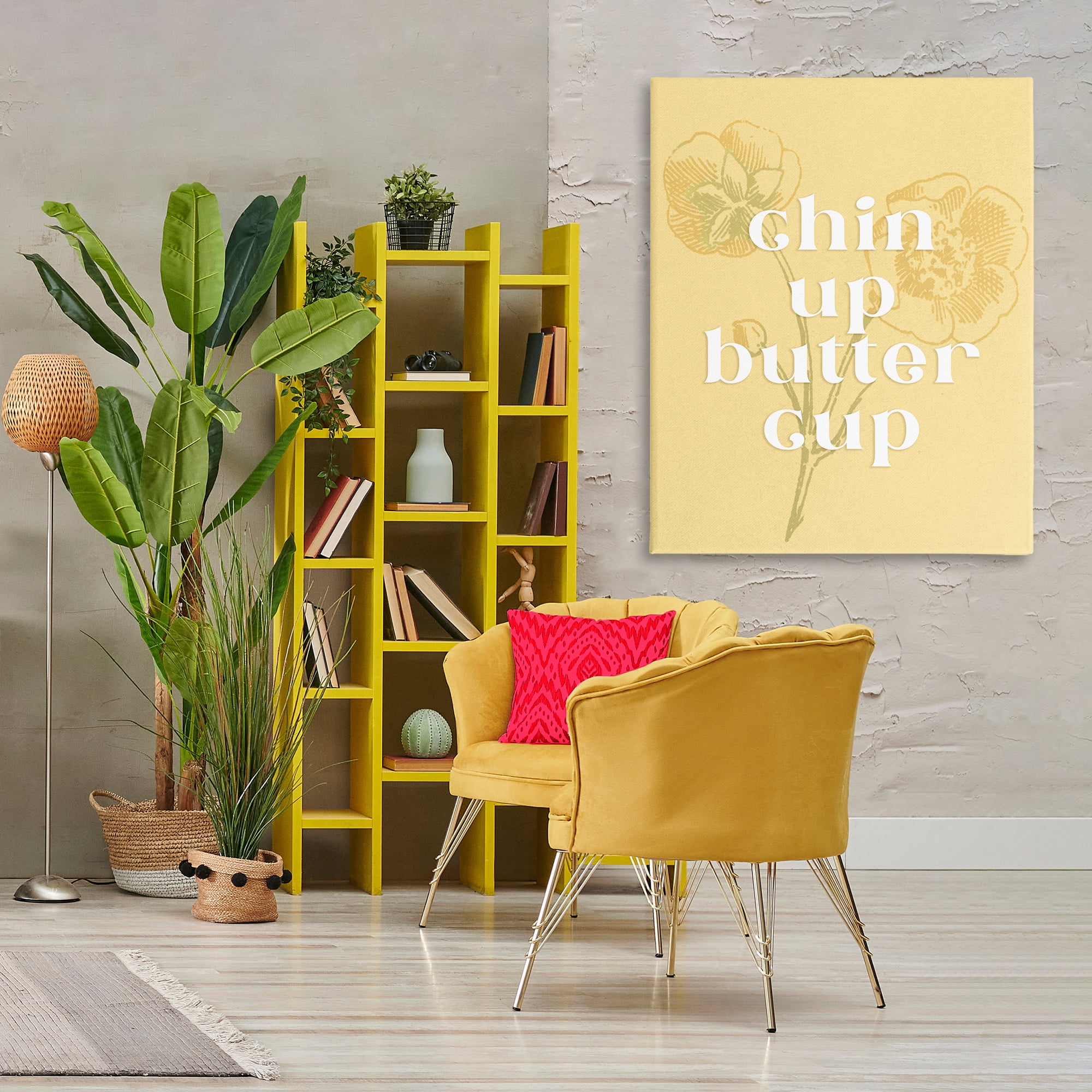 Stupell Industries Floral Chin Up Phrase Plants & Flowers Painting Wrapped Canvas Art Print Wall Art, 36 x 48