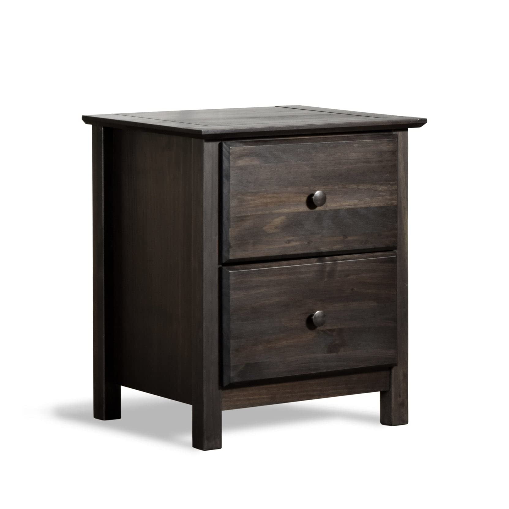 Grain Wood Furniture Shaker 2-Drawer Bedside Nightstand, Solid Wood with Expresso Finish