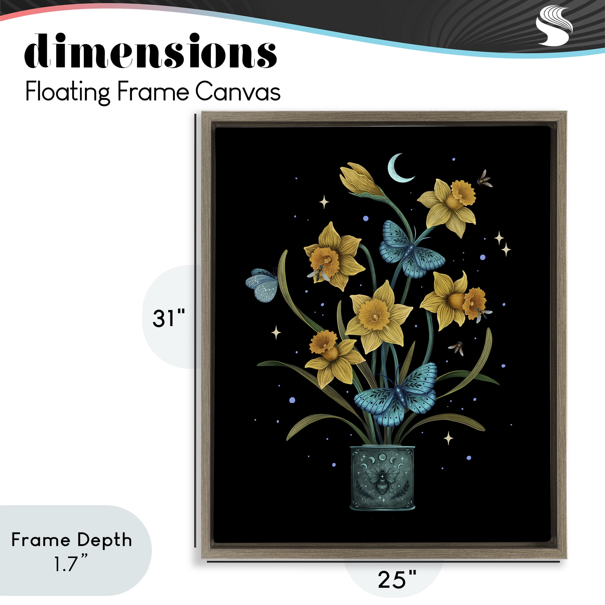 Stupell Industries Mystical March Daffodils Brown Framed Floater Canvas Wall Art, design by Episodic Drawings