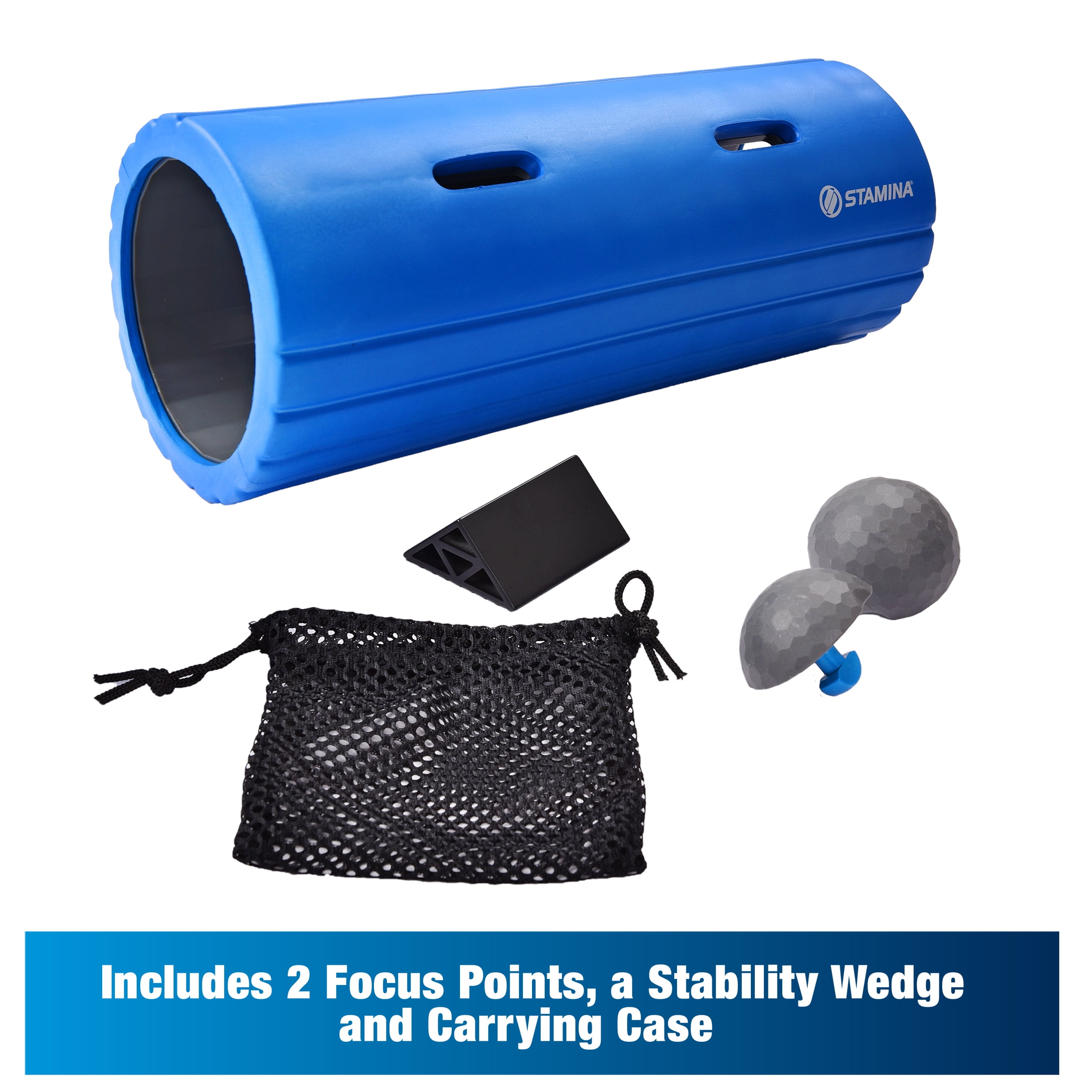 Stamina 13" Hollow Core Foam Roller with EVO Focus Technology, Blue/Gray