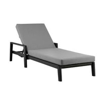 Armen Living Cayman Outdoor Patio Adjustable Chaise Lounge Chair in Aluminum with Grey Cushions