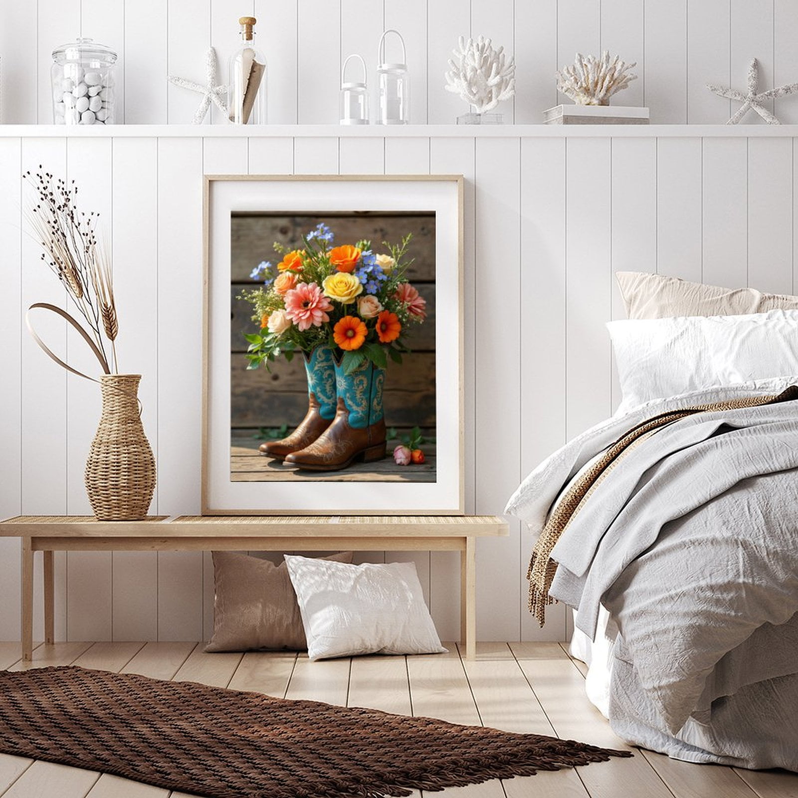 Diamond Art Kit for Adults, Cowboy Boot Flower Arrangement Diamond Painting for Adults Beginners, DIY Diamond Art Painting Kits, 5D Diamond Painting Crafts for Home Decor 12x16 Frameless