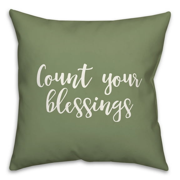 Creative Products Count Your Blessings in Green 18 x 18 Spun Poly Pillow
