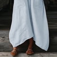 thumbnail image 6 of Women Kaftan Dresses Baggy Cotton Linen Maxi Dress V Neck 3/4 Sleeve Asymmetrical Hem Casual Long Dress with Pocket, 6 of 7