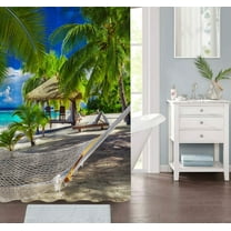 Tropical Summer Fabric Shower Curtain House Beach