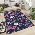 thumbnail image 2 of Romantic Orchid Rose Area Rugs, Hand Drawn Purple Flowers and Leaves Apartment Carpet, Porch Mat Fine Fluff Short Velvet Apply to Dorm Room Kids Room Hallways 5x7ft, 2 of 6