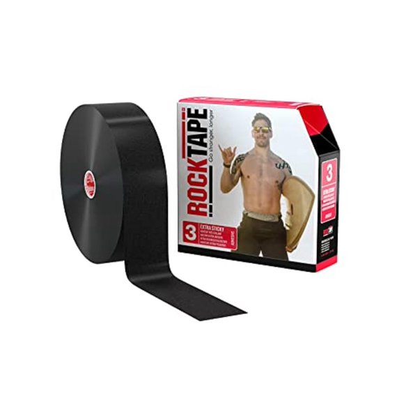 RockTape - Cinta en rollo unisex para adultos, sin cortar, color negro, 1 unidad, paquete de EE. UU.
