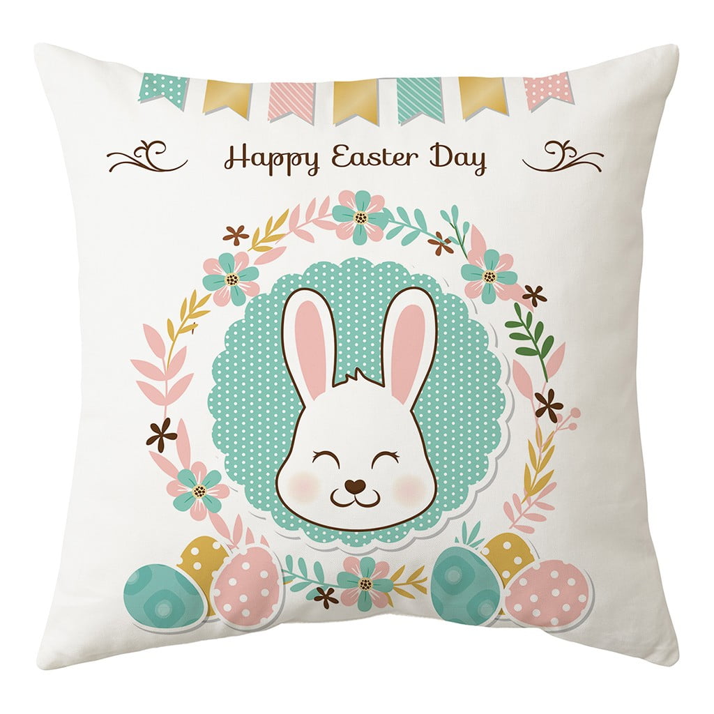 Farm Rabbit Easter Bunny Feed Throw Pillow Cover Sofa Couch Car Bed Cushion Case