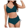 thumbnail image 3 of Linfrsh Womens High Waisted Bikini Sets Criss Cross Two Piece Swimsuits Color Block Full Coverage Bathing Suits AG,XL, 3 of 7