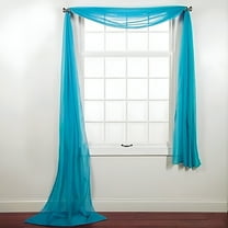 1 PC SOLID AQUA BLUE SCARF VALANCE SOFT SHEER VOILE WINDOW PANEL CURTAIN 216" LONG TOPPER SWAG
