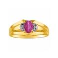 thumbnail image 1 of RYLOS Mens Rings 14K Yellow Gold Classic Design 7X5MM Oval Gemstone & Diamond  Star Ruby July Birthstone Ring Size 12, 1 of 6