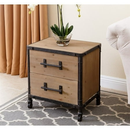 - Abbyson Barlett 2 Drawer Nightstand in Natural