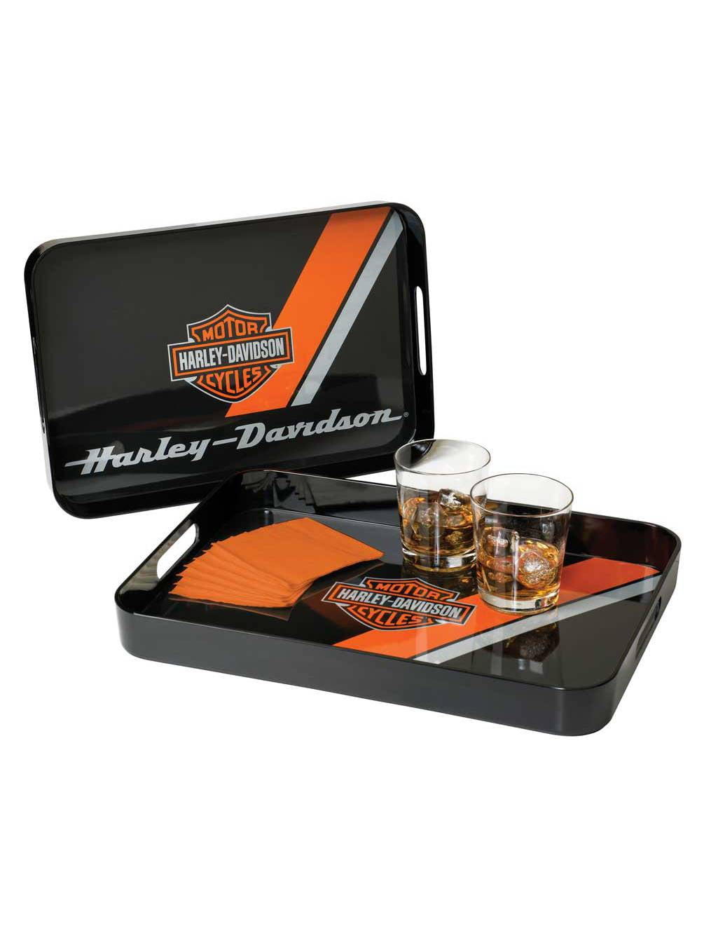 Harley-Davidson HDL-18563 Bar & Shield Serving Tray Set 2 Different Sizes Black 