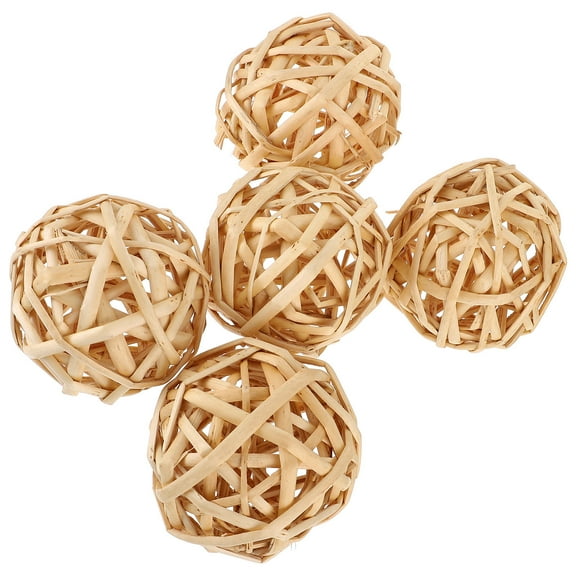 NIYANGLE 5Pcs Natural Wicker Rattan Balls for General Users and Home Décor 1.97In