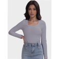 thumbnail image 5 of Women Long Sleeve Scoop Neck Tops Stretch Fitted Casual Tops Tee Slim Fit Fall Going Out Sexy Basic Shirts, 5 of 6