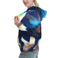thumbnail image 2 of Kdxio Moonlit Blue Wolf Print Womens Oversized Hoodies Sweatshirts Hooded Pullover Tops Sweaters Casual-XX-Large, 2 of 7