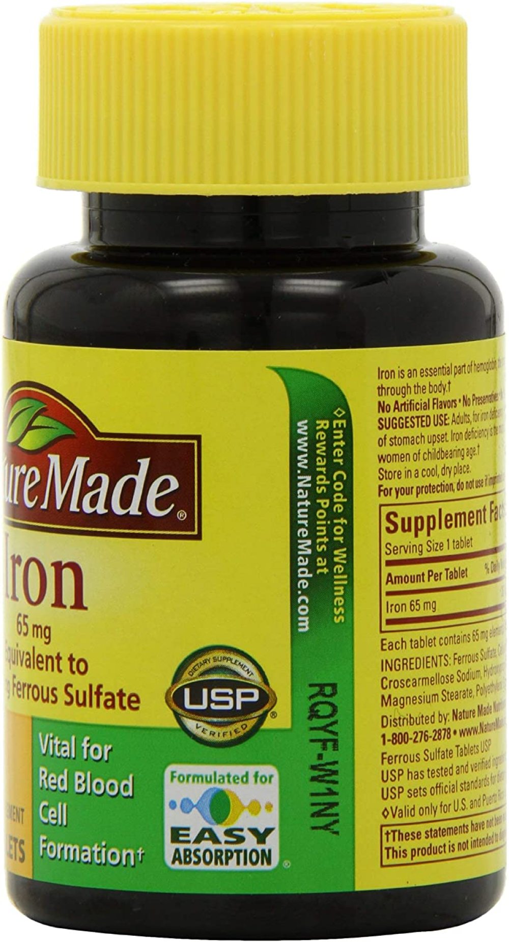 Nature Made Iron 65 mg Tablets 180 ea (Pack Of 2)