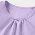 thumbnail image 5 of PWPSG Girl's Short Sleeve Tops Kids Casual Ruched Neck T-Shirts Lightweight Summer Shirts Soft Solid Loose Blouses for Daily & Play Wear Purple 11-12 Years, 5 of 7