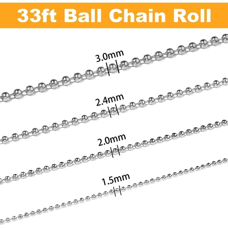 50-Pack Dog Tag Chain Ball Chain Necklace Bulk, Beaded Necklace Chains for  Jewelry Making DIY Crafts, Military Blank Dog Tag Necklace for Men, Silver