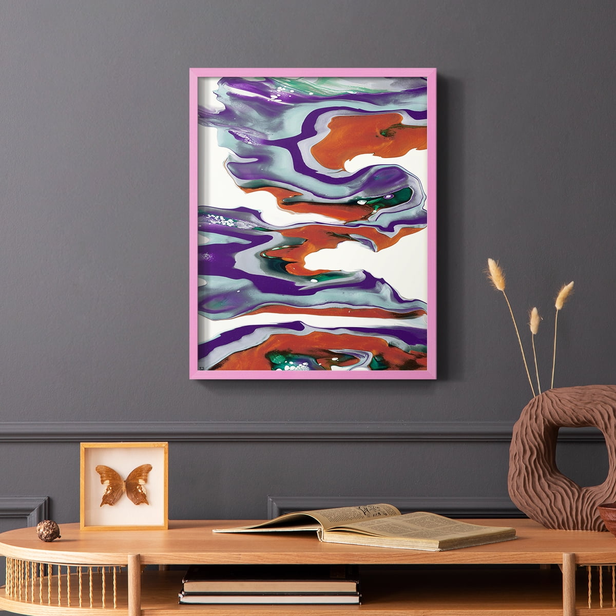 M145 Framed Print in Pink Solid Wood Framed Print No Nail Hanging