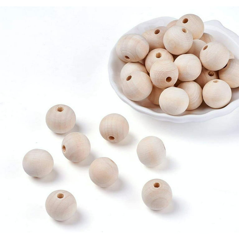 1000pcs Natural Wooden Beads, Round Wood Beads Unfinished Wooden Decorative  Beads Loose Spacer Beads for Crafts Making 7 Sizes (20mm, 16mm, 14mm