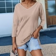 thumbnail image 2 of Tops for Women Trendy Women S Tops Long Sleeved Metallic Top Raglan Sleeve Wool Long Sleeve Surplice T Shirt for Work Casual Athletic Shirt Cute Summer Full Sleeves Top Quarter Khaki M, 2 of 4