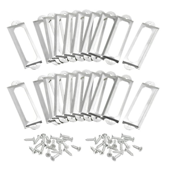 Metal Label Holders, 60x17mm 40Pack File Name Card Tag Label Frame, Silver Tone