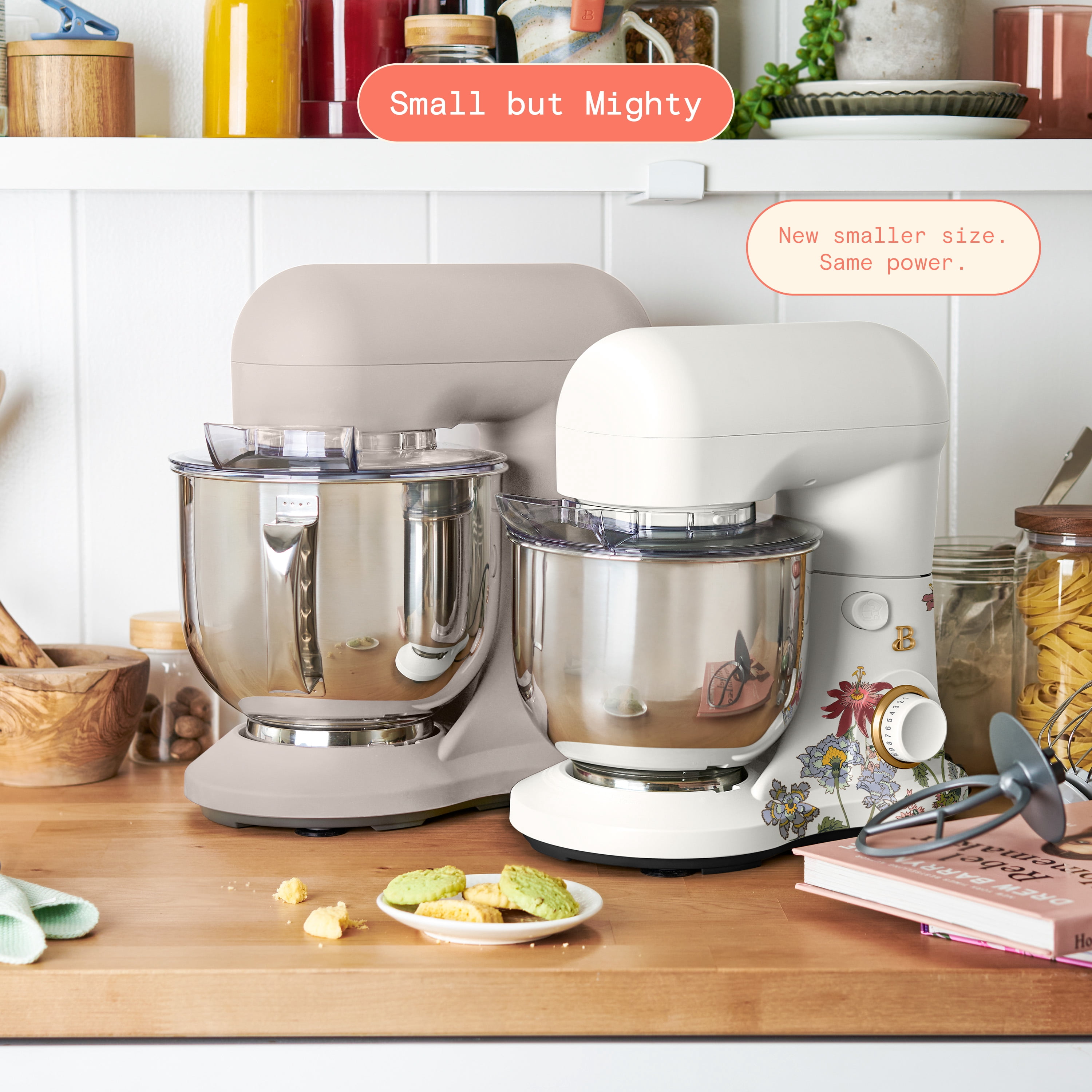 Beautiful 3.5 Qt Stand Mixer with Flat Beater, Dough Hook, Balloon Whisk, Wildflower White Icing by Drew Barrymore