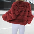 thumbnail image 7 of Yigetop Fur Coats for Women European and American Wool Imitation Jacket Women's Short Long Sleeve Faux Leather Coat Faux Fur Jacket Women Wine 4XL, 7 of 7