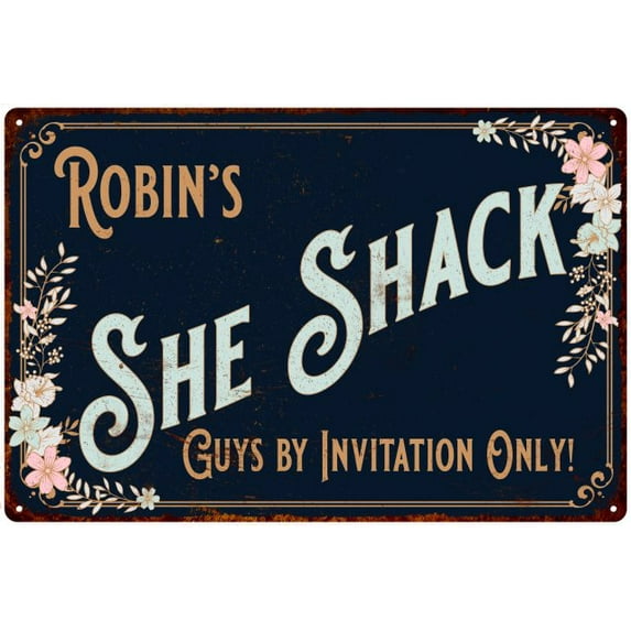 Robin's SHE SHACK Gift Sign Metal Wall Decor 8x12 Mom 108120060103