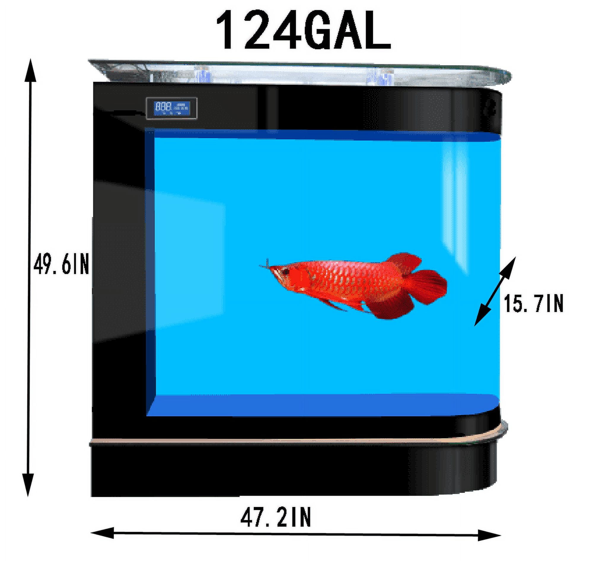 124Gal LED Aquarium Kit Upright Fish Tank Large Glass Fishbowl Glsaa Bar for Patios Living Office Room and Kitchen