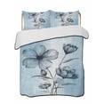 thumbnail image 2 of Quilts Twin XL Size, Blue Flower Soft Comforter Bedding Set for Bed, Retro Gradient Texture Painting Plant Leaf Lightweight Quilted Bedspread with Pillow Cover(2 Pieces) for All Season, 68x98 Inch, 2 of 6