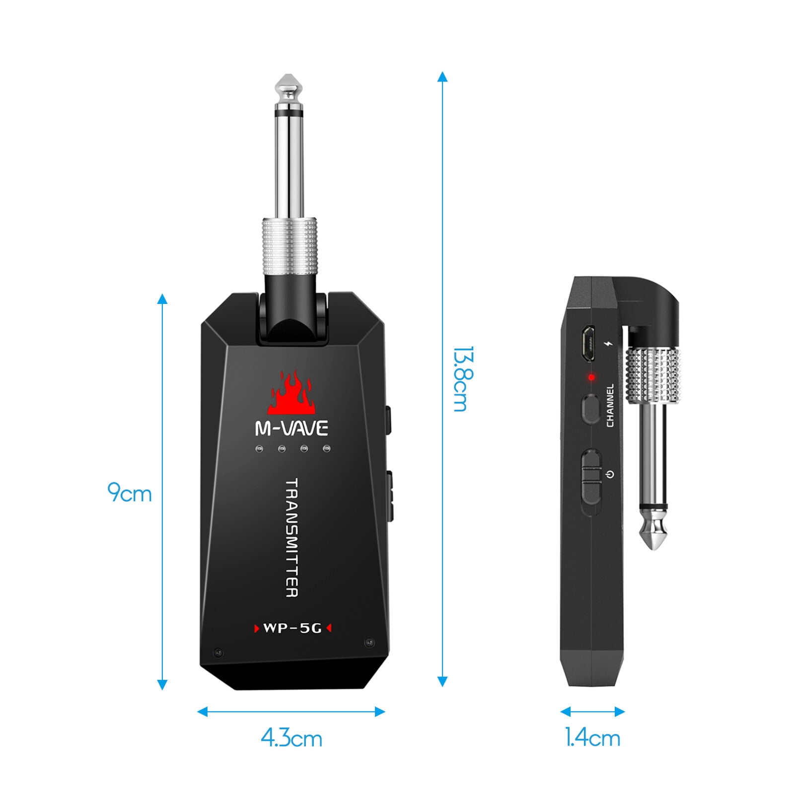 M-VAVE WP-5G Wireless 5.8G Guitar System Rechargeable Audio Transmitter and Receiver ISM Band for Electric Bass Guitars Amplifier Accessories