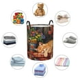 thumbnail image 4 of Balery Sleeping Cat Flowers Cesta de ropa redonda con asas, impermeable, independiente, para ropa, juguetes, dormitorio y familia-Small, 4 of 6